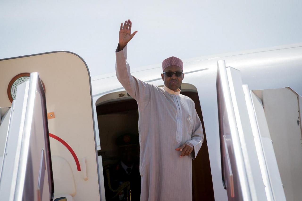 Nigeria's President Muhammadu Buhari departs Abuja for London on a 10-day vacation at the Nnamdi Azikwke International Airport Abuja, Nigeria, June 6, 2016 REUTERS/Stringer